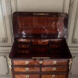 Louis XV Notary Secretary Cabinet in Veneer, Stamped by Nicolas Pet