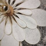 24 petal flower wall light in rattan and white linen