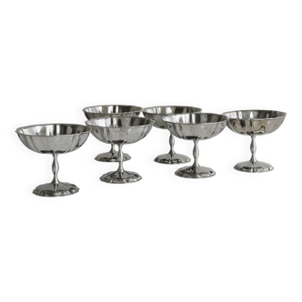 6 stainless steel footed bowls, Letang Remy style