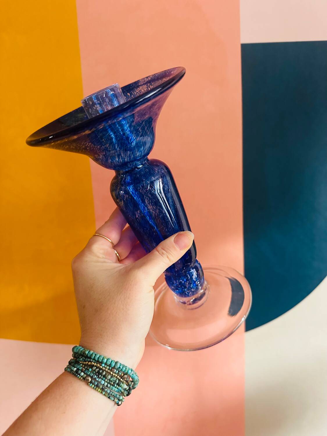 Superb vintage cobalt blue Murano candlestick