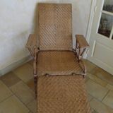 Chaise longue rotin vintage
