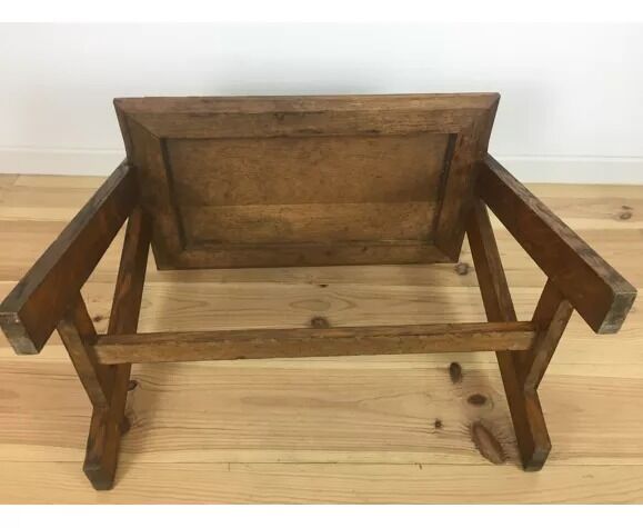 Mid-century solid wood compass side table