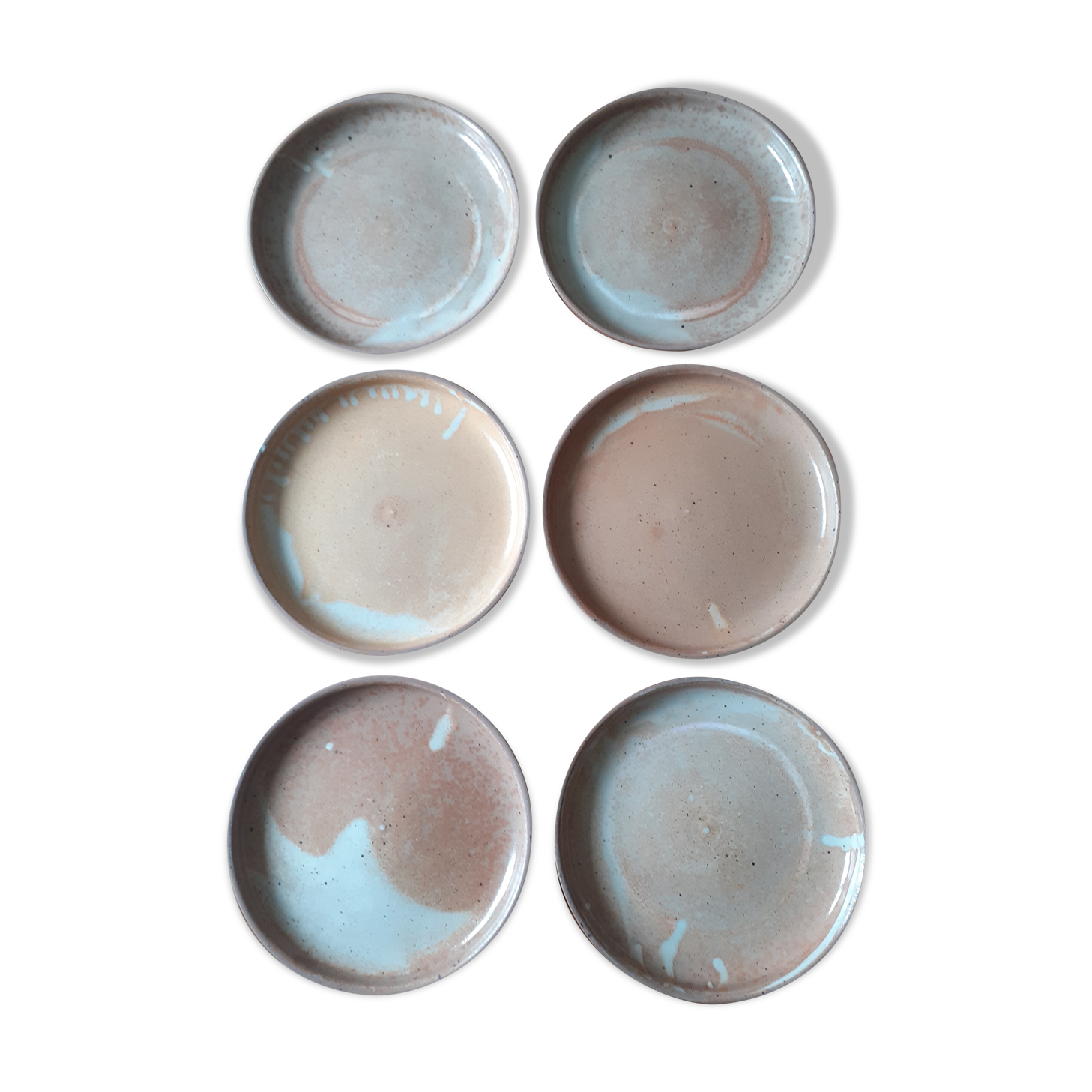 Set de 6 grandes assiettes plates en grès