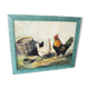 Oil on wood framed and signed Henri Merlet rooster & hen