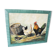 Oil on wood framed and signed Henri Merlet rooster & hen