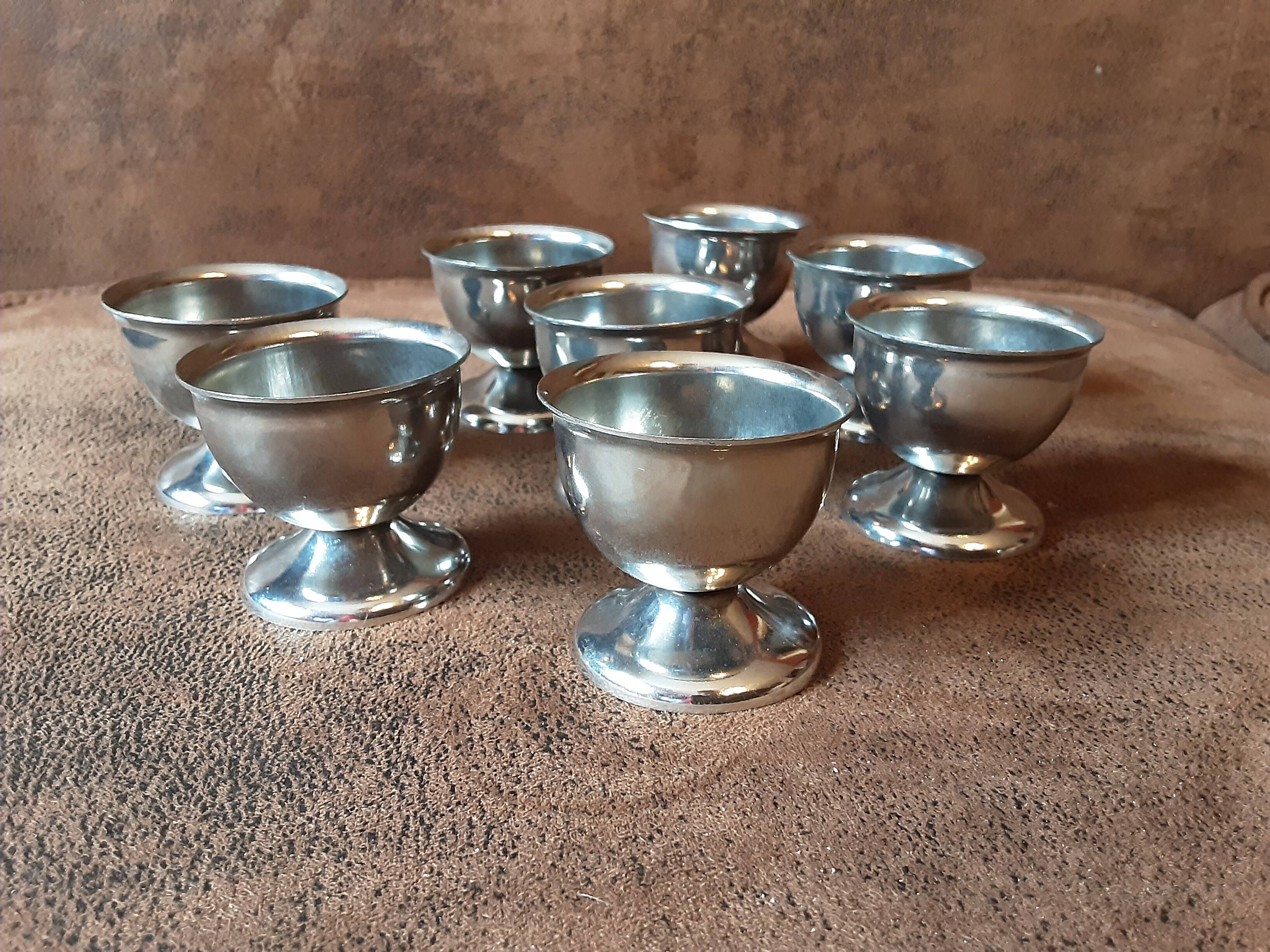 Set of 8 metal egg cups