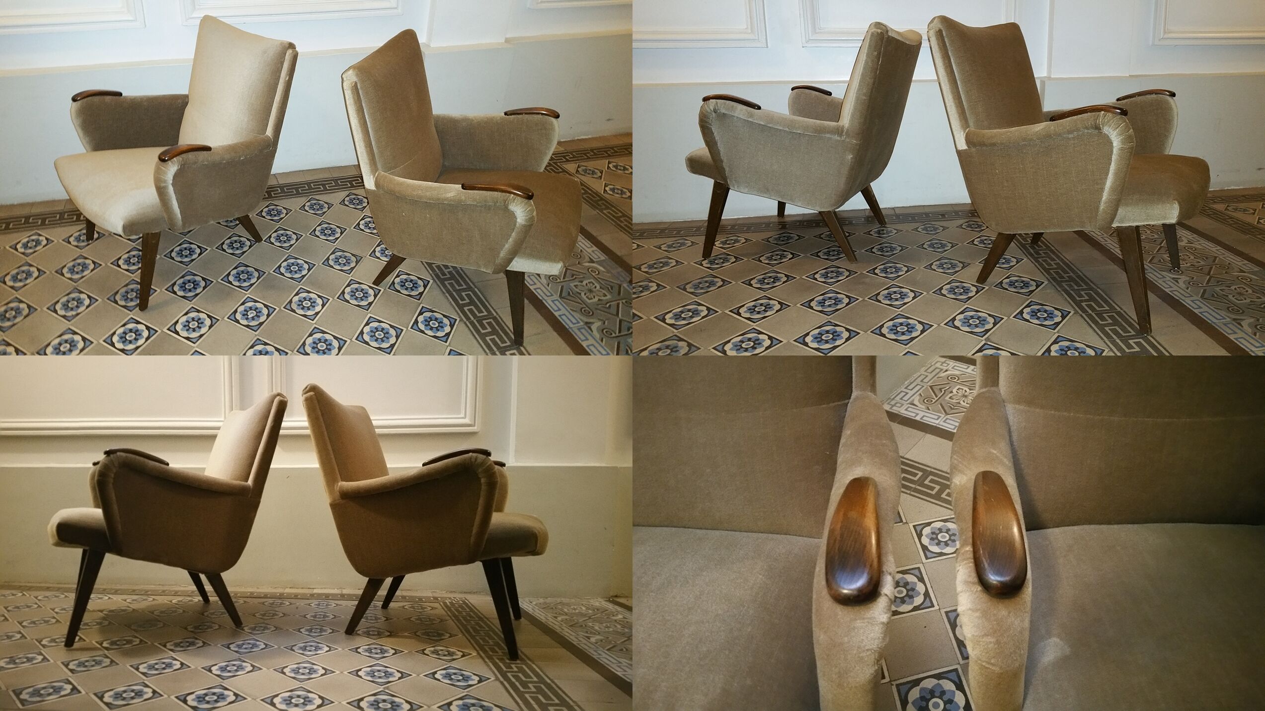 Pairs of armcchairs Danish 50/60s Arno Votteler knoll