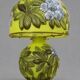 Table lamp in multilayer glass paste, adorned with a rich floral decoration.