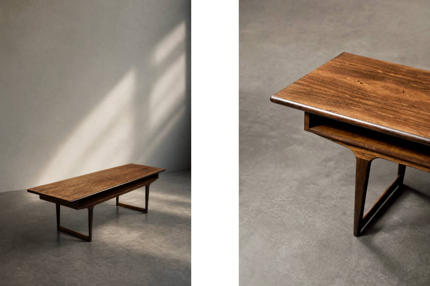 Vintage Mid-Century Modern Danish Rosewood Coffee Table with Shelf, 1960s
