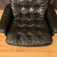 Leather swivel armchair, Denmark, 1960s