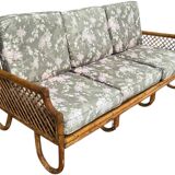 Canapé et fauteuil en rotin des années 70 Italie