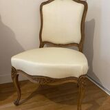 Regency style armchairs in wood and ecru skai