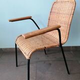 Rattan armchair, metal structure, Germany, 70s