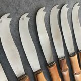 Set of 12 vintage knives bamboo handle cutlery b.j.b in their case