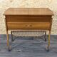 1960s 1970s Teak Sewing Box Sewing Table Utensil Holder with Basket