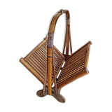 Vintage seventies foldable bamboo magazine rack