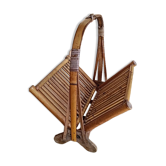 Vintage seventies foldable bamboo magazine rack