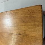 Brutalist rustic blond oak nesting tables