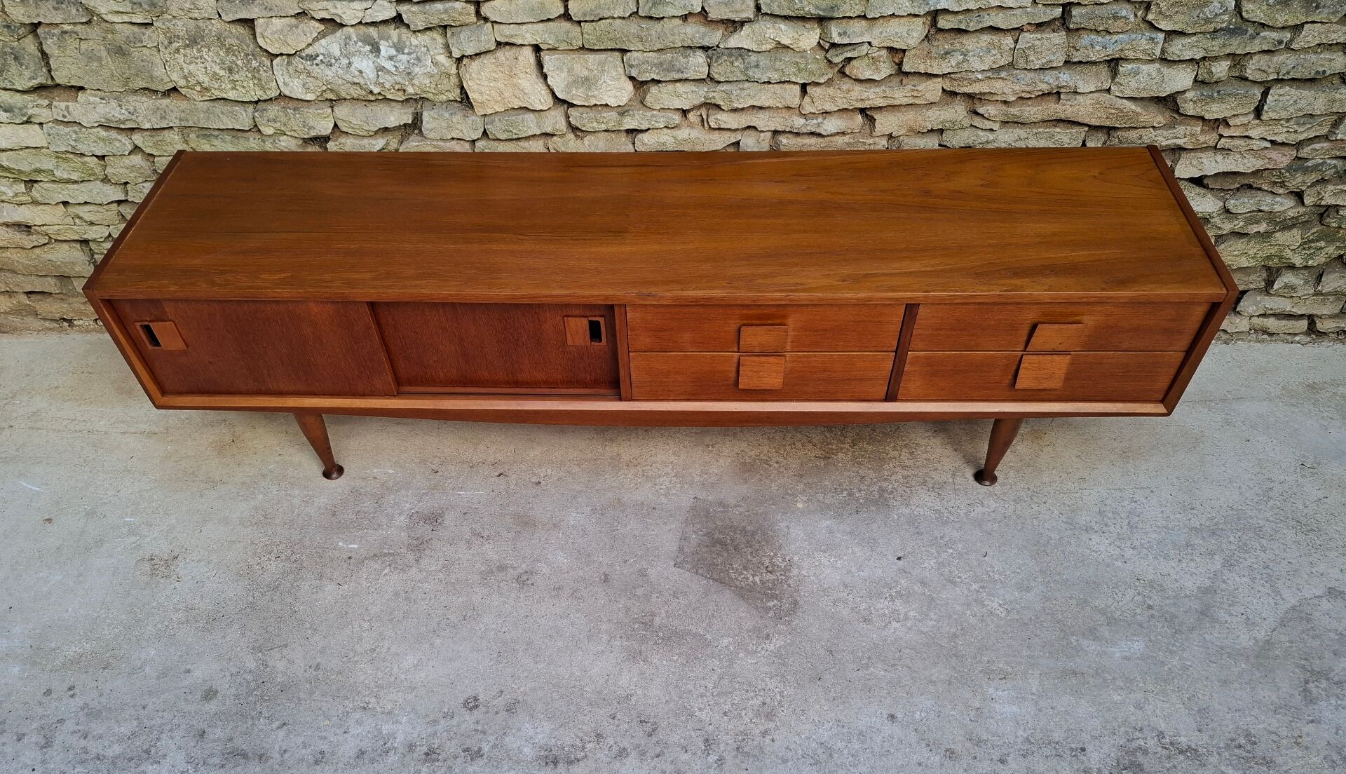 Low teak sideboard 200cm
