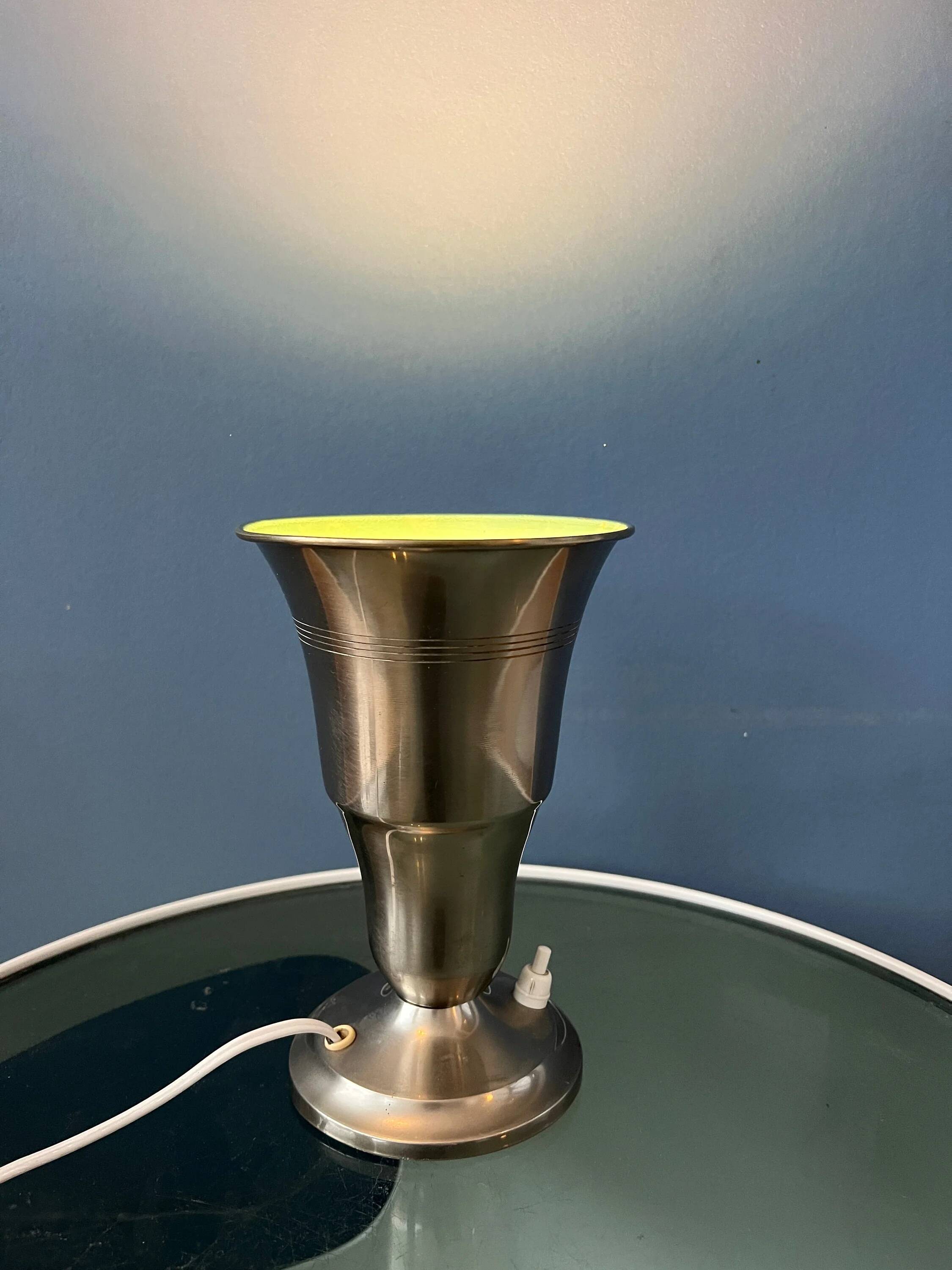 Table uplighter lamp "Cup" in metal, silver colour
