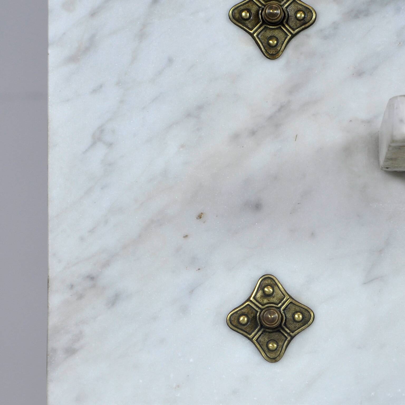 Antique wash stand in brass and marble, circa 1880