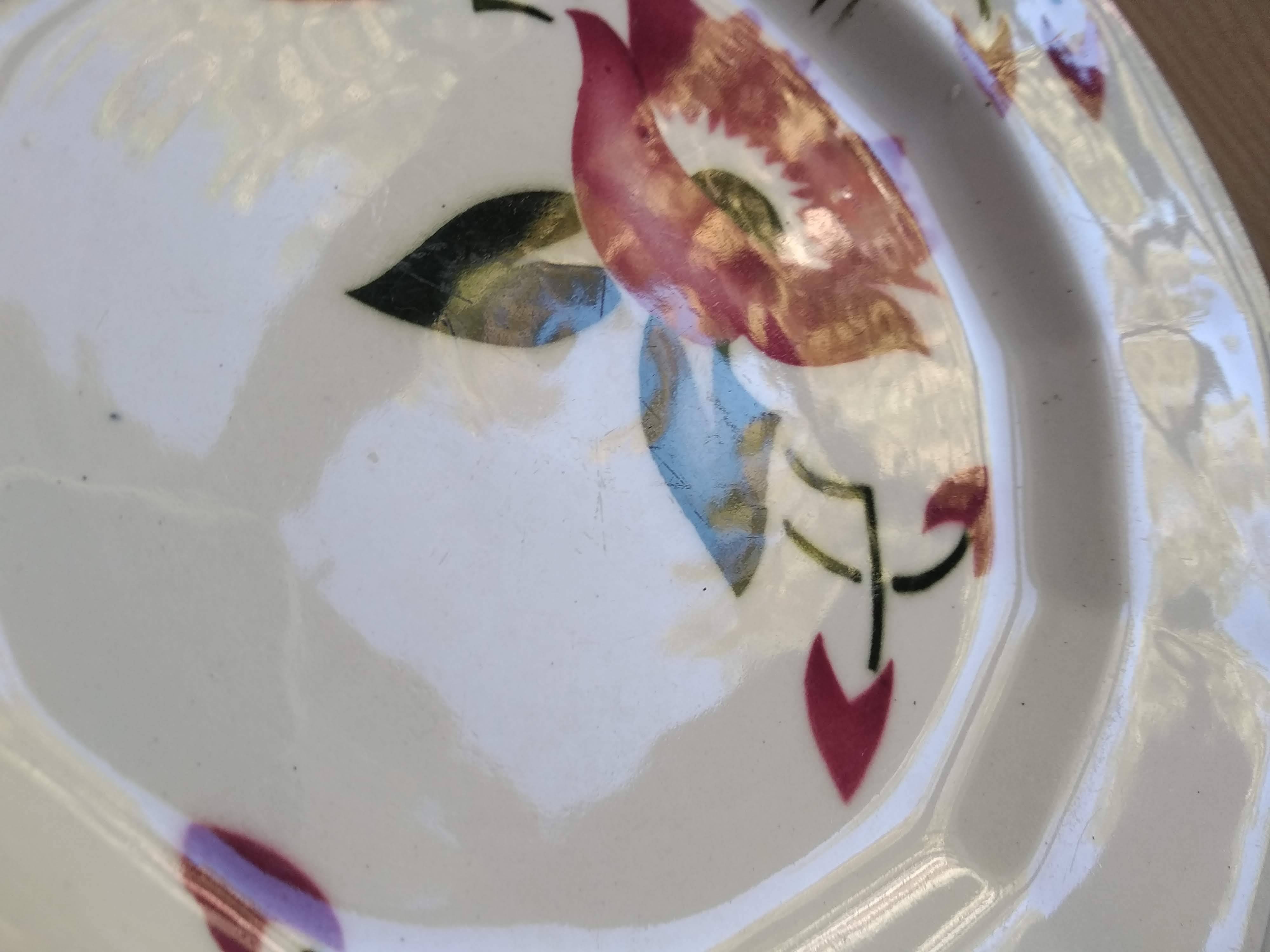 Lot de 6 assiettes à dessert faience Wasmuel -M.G