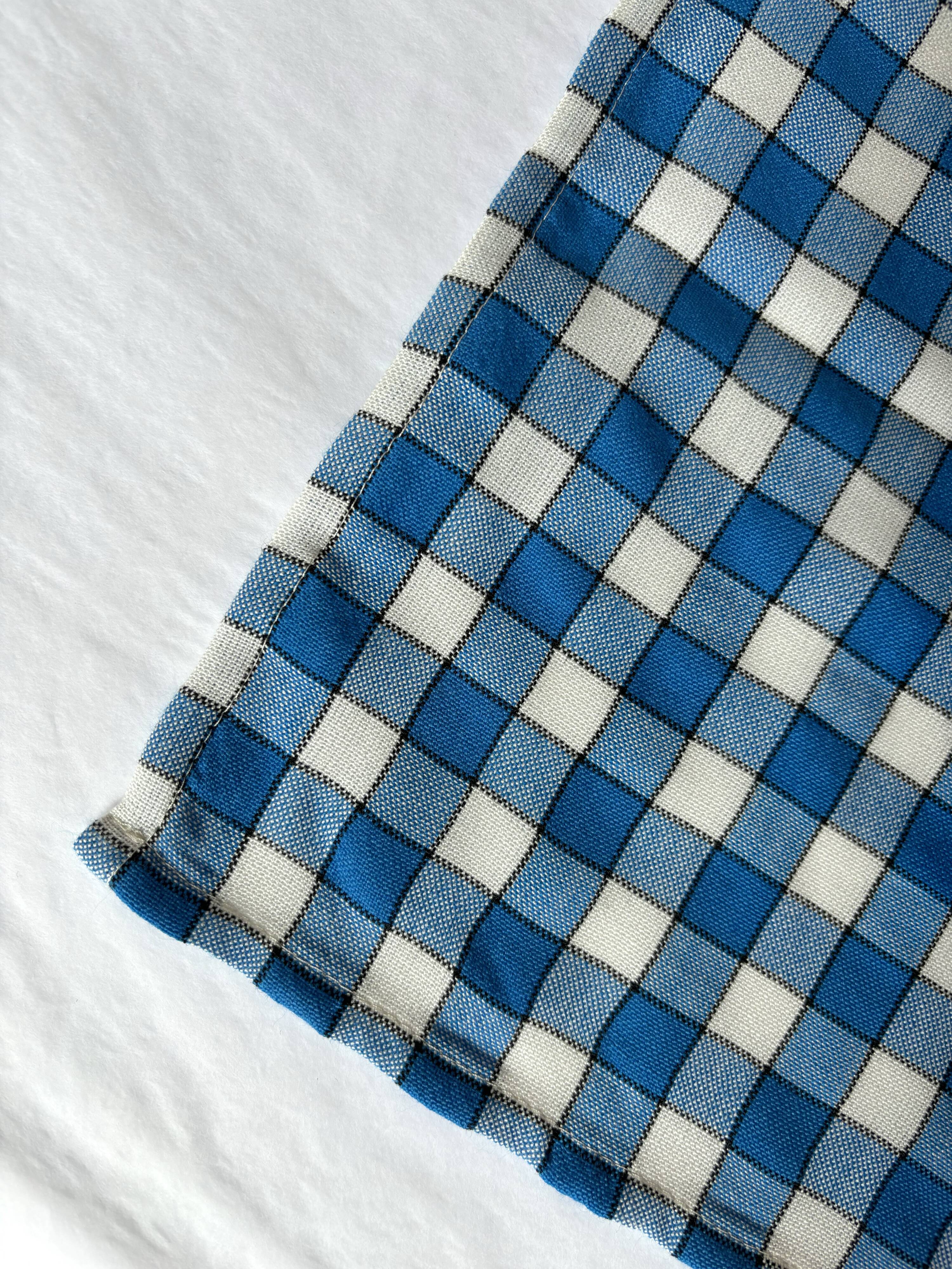 Serviette de table bistrot, carreaux bleus