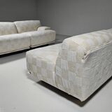 Modular canapé Fiandra in cream check fabric by Vico Magistretti for Cassina