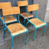 4 vintage school industrial chairs