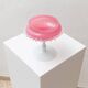 Vintage Empoli Glass Bowl in Pink Opaline with White Pedestal and Bead Trim - Murano-Style Mid-Century Italian Table Centerpiece