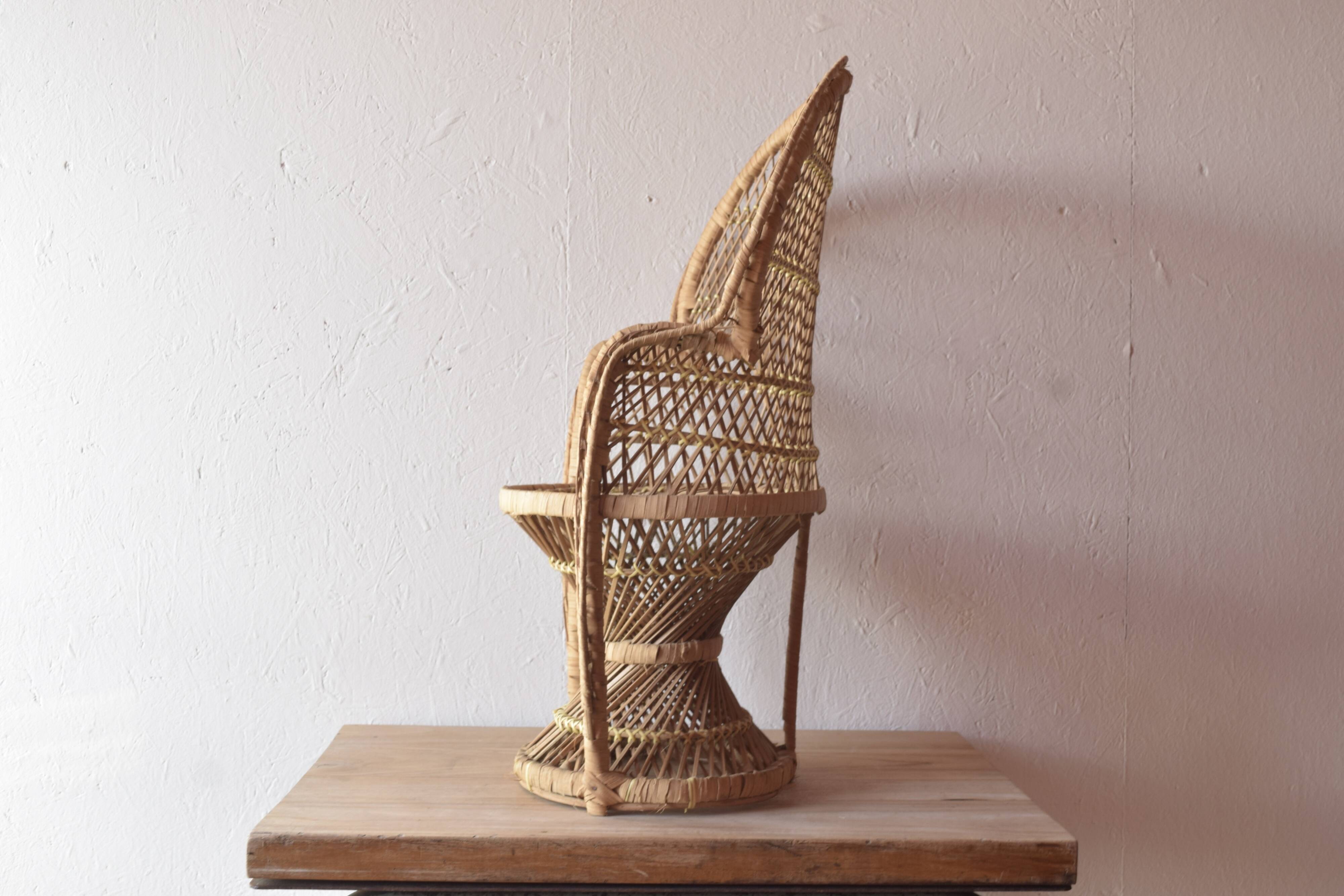 Miniature Peacock Armchair - Large Emmanuelle Rattan Doll Armchair - 65 cm