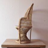 Miniature Peacock Armchair - Large Emmanuelle Rattan Doll Armchair - 65 cm