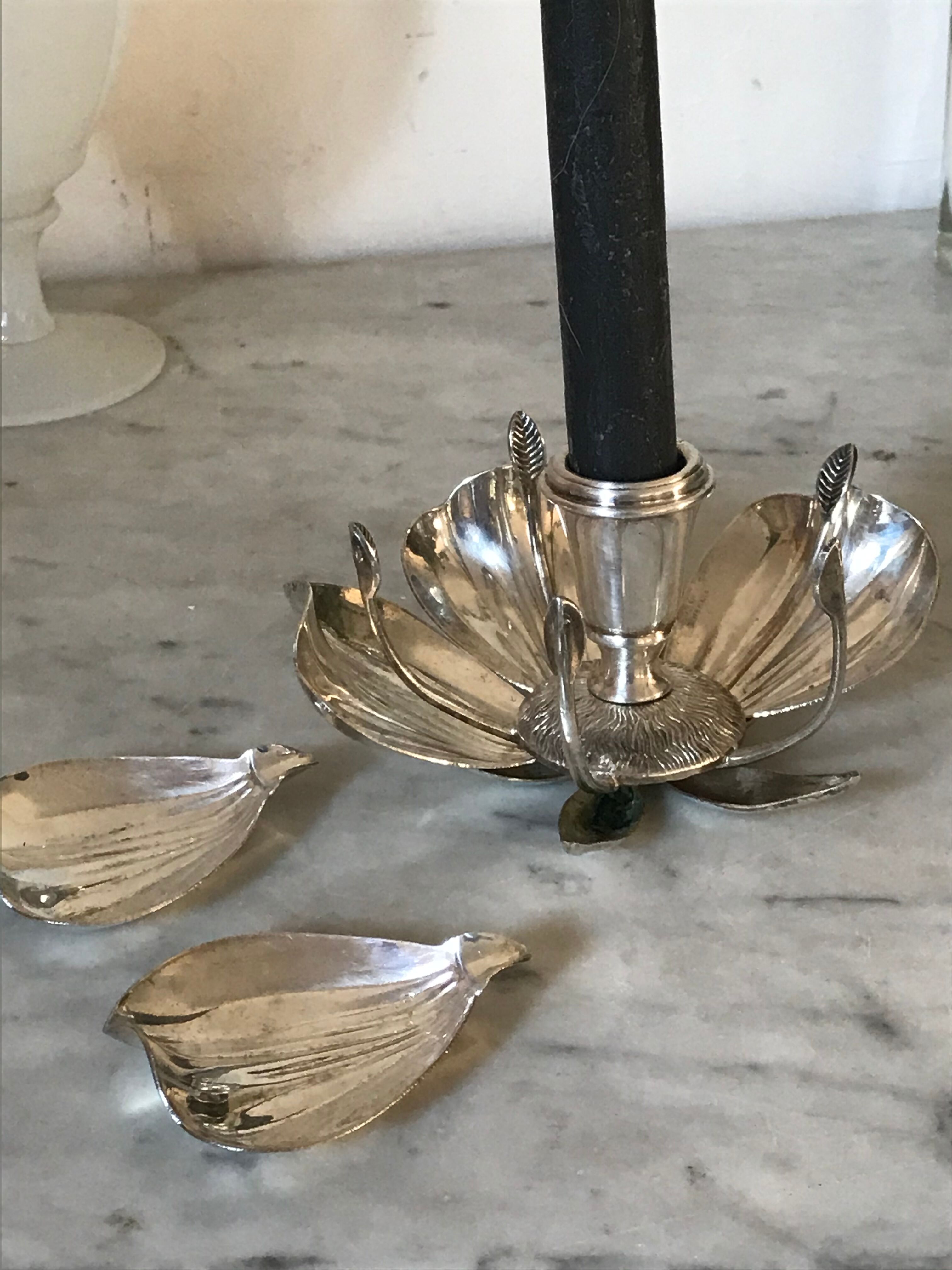 Vintage Olri silver metal candlestick