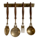 Porte ustensiles en laiton et bois
