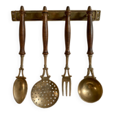 Porte ustensiles en laiton et bois