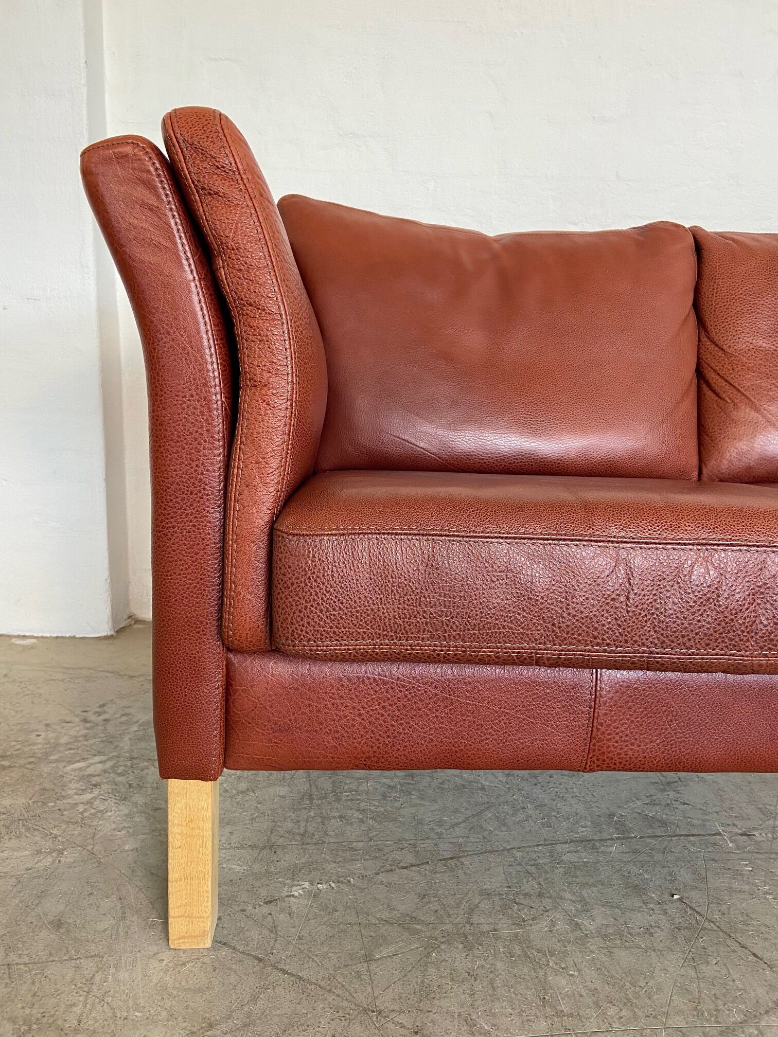 Canapé vintage danois rétro Skalma pour 2 personnes en cuir cognac