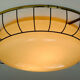 1930s to 50s glass ceiling lamp plafoniere with metal wire and brass frame