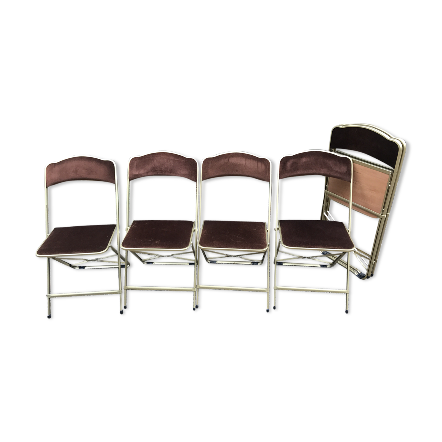 Six vintage folding chairs