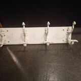 Coat rack with 4 old wrought iron and wooden hooks