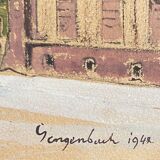 Watercolor painting "Gengenbach" in 1942 Germany signed Greinke (?)