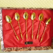 6 teaspoons, guaranteed fine gold EMF, original box -1950-