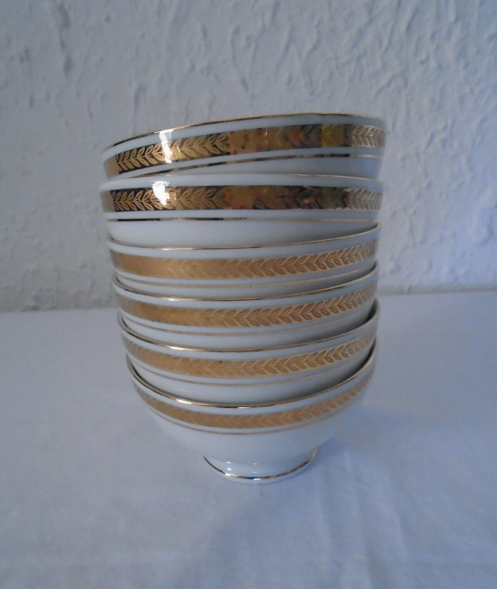 6 bols luxury porcelain france blancs gold border