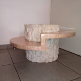 Round coffee table in fossil or mactan stone by Magnussen Ponte 1980