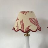 Pair of bedside lamps in opaline and brass toile de jouy lampshades 1950