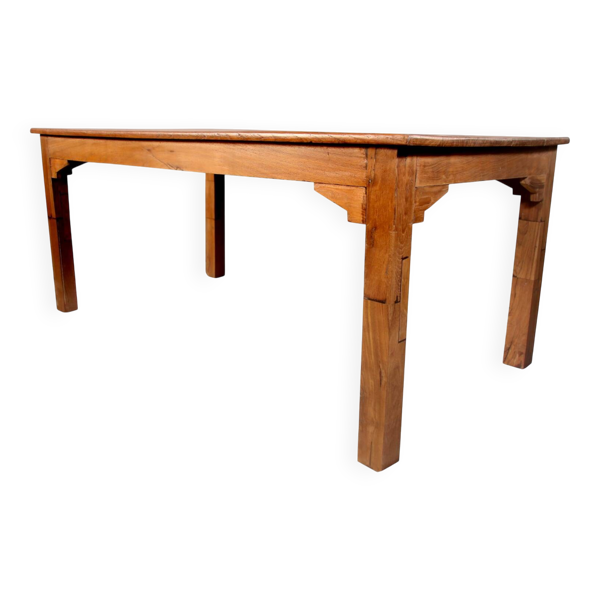 Table de ferme, d'atelier ancienne en teck birman