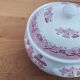 Vintage soup tureen in English earthenware Churchill Rosa pink Willow pattern.
