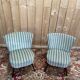 Pair of cocktail armchairs – 1960s – Two-tone velvet – Wooden legs