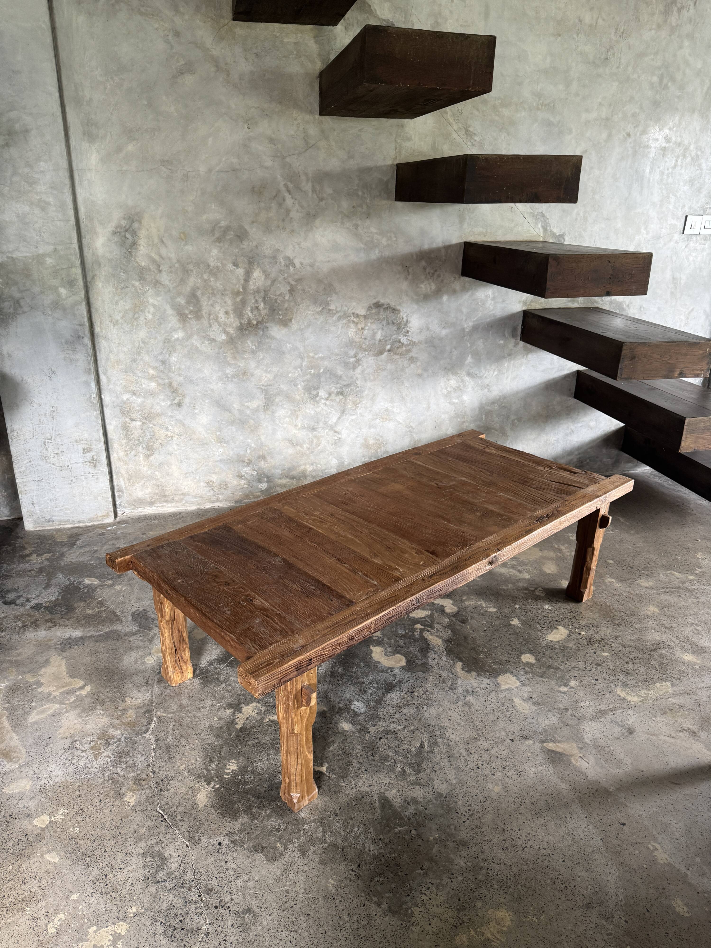 Large upcycled golden teak coffee table L1m60 W70 H45