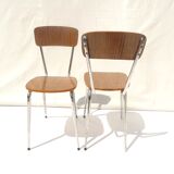 Set of 3 formica chairs wood color