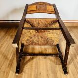 Wood and straw armchair